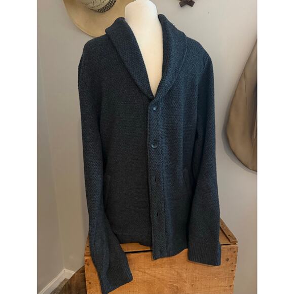 Rag & Bone Cardiff merino wool Shawl Cardigan Sweater Charcoal Mens XL